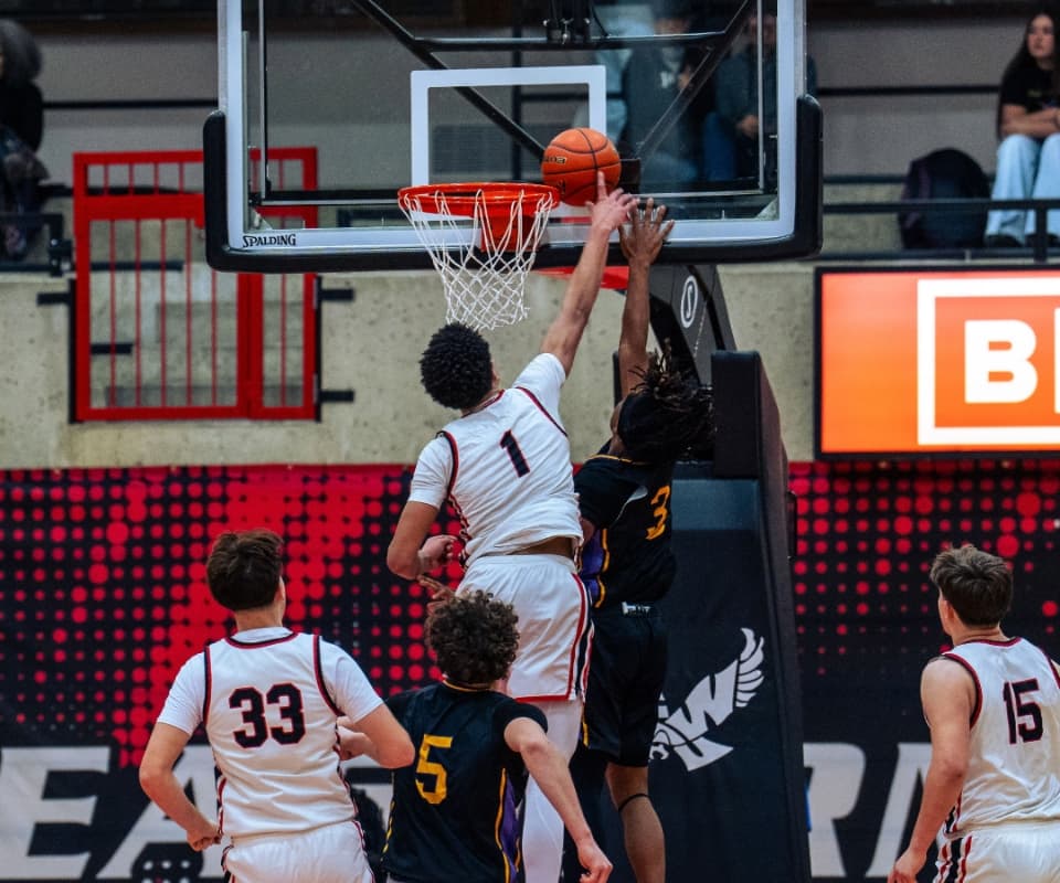 Basketball action shot